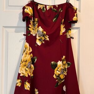 Papaya off the shoulder dress
